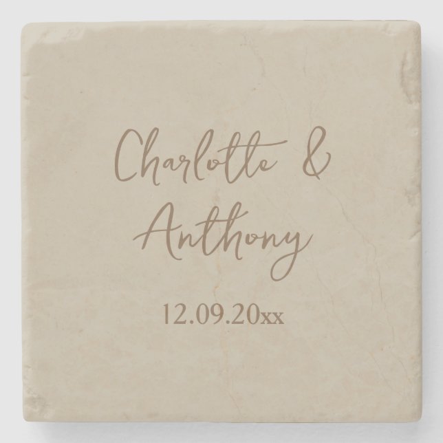 Dessous-de-verre En Pierre Noms de calligraphie créative mariage Date (Devant)