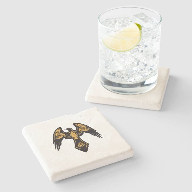 Dessous-de-verre En Pierre Norse Raven (Côté)