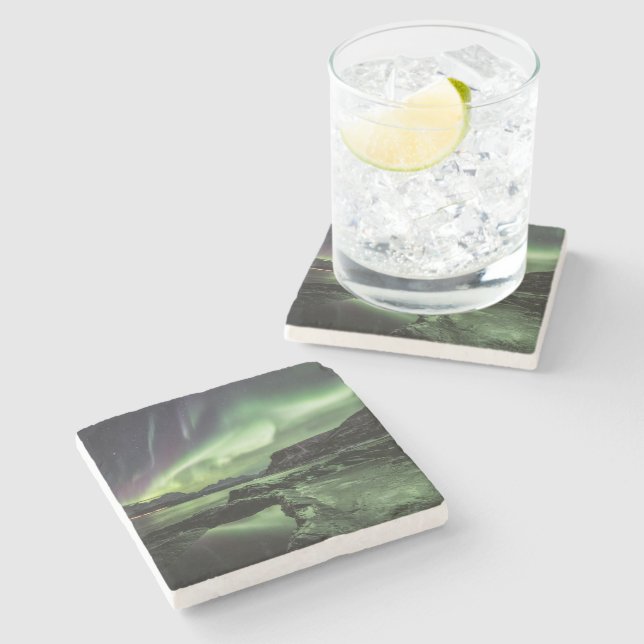 Dessous-de-verre En Pierre Northern Lights Norvège (Côté)