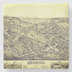 Dessous-de-verre En Pierre Norwood, MA Carte Ancienne 1882
