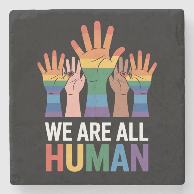 Dessous-de-verre En Pierre Nous sommes tous arc-en-ciel humain LGBTQ Fierté L (Devant)