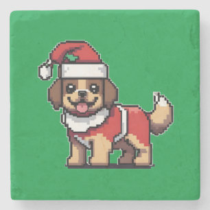 Dessous-de-verre En Pierre Nous vous souhaitons un joyeux Noël avec un chien