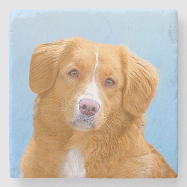 Dessous-de-verre En Pierre Nouvelle-Écosse Peinture de chien pour l'essayeur  (Devant)