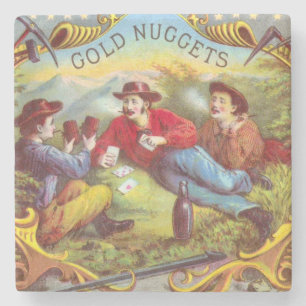 Dessous-de-verre En Pierre Nuggets d'or Antique Étiquette Cigar