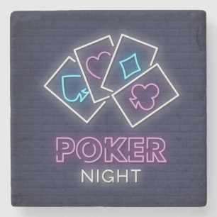 Dessous-de-verre En Pierre Nuit de Poker en Néon Simulée très Cool et colorée