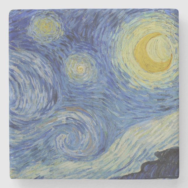 Dessous-de-verre En Pierre "Nuit étoilée" par Van Gogh (Devant)