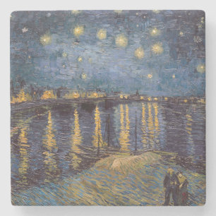 Dessous-de-verre En Pierre Nuit étoilée sur le Rhône par Vincent Van Gogh