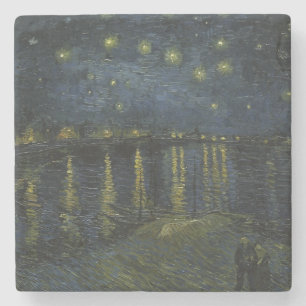 Dessous-de-verre En Pierre Nuit étoilée sur le Rhône, peinture à l'huile Van 