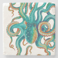 Octopus Turquoise aquarelle Art