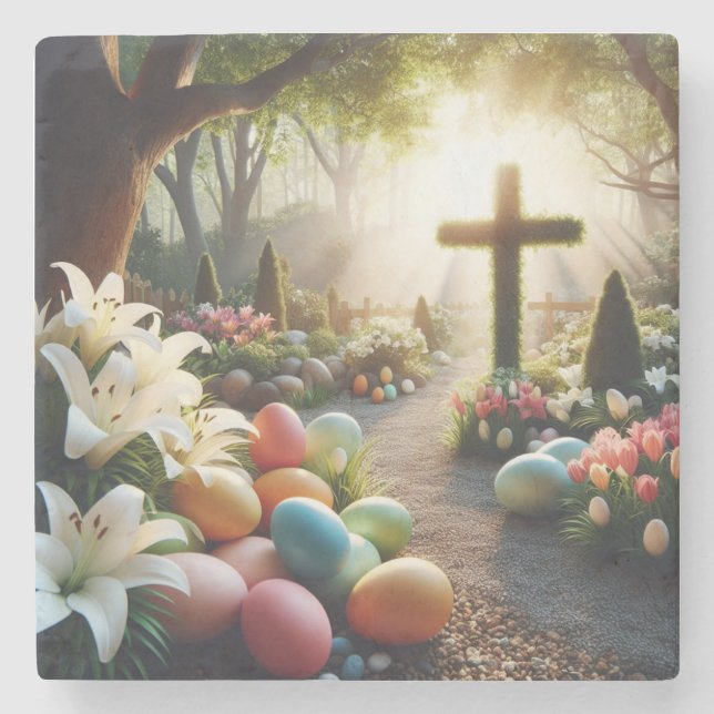 Dessous-de-verre En Pierre OEuf de Pâques/Lilly (Devant)