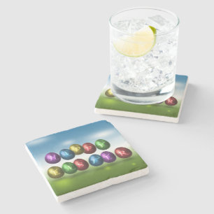 Dessous-de-verre En Pierre Oeufs de pâques heureux colorés