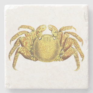 Dessous-de-verre En Pierre Œuvre d'art murale côtière vintage de crabe nautiq