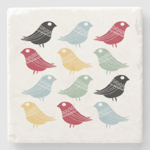 Dessous-de-verre En Pierre Oiseaux amusants Danois Moderne Rétro Coloré Mi-Si
