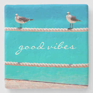 Dessous-de-verre En Pierre Oiseaux de mer Turquoise Océan Photo Good Vibes