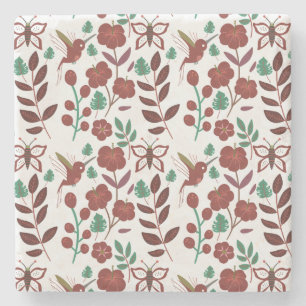 Dessous-de-verre En Pierre Oiseaux motifs et papillons floraux sans soudure