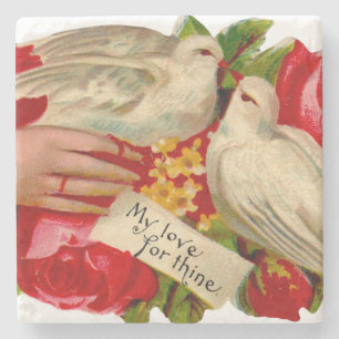 Dessous-de-verre En Pierre Oiseaux Vintage Amour Victorien Colombe Art Classi
