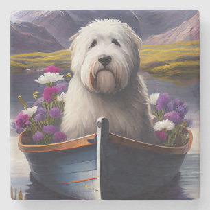 Dessous-de-verre En Pierre Old English Sheepdog sur Paddle : Une aventure Pit