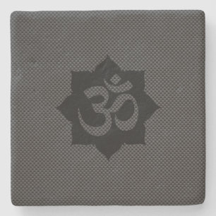 Dessous-de-verre En Pierre OM Symbole Lotus Spiritualité Yoga Style carbone