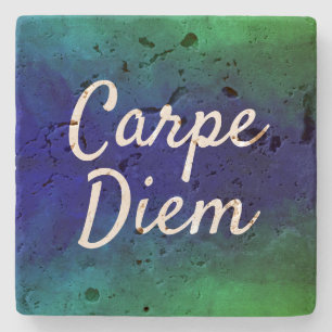 Dessous-de-verre En Pierre Ombre bleu et vert de citation de motivation de