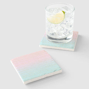 Dessous-de-verre En Pierre Ombre bleu rose avec lignes or