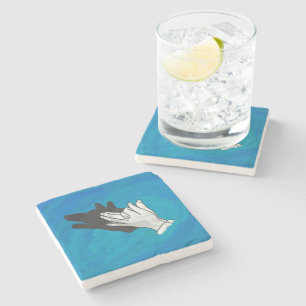 Dessous-de-verre En Pierre Ombre de loup sur bleu