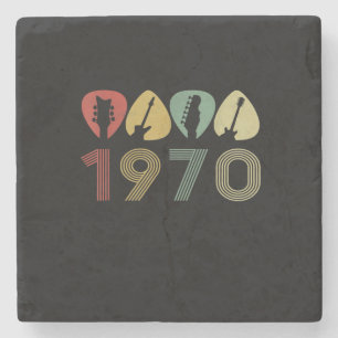 Dessous-de-verre En Pierre Onglet de guitare guitariste 1970 Anniversaire gui
