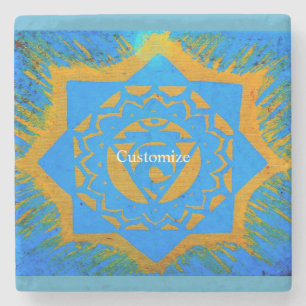 Dessous-de-verre En Pierre Or sur symbole tantrique bleu