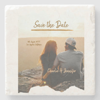 Dessous-de-verre En Pierre orange boho enregistrer la date moderne photo nom