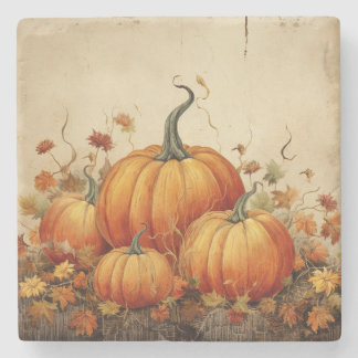 Dessous-de-verre En Pierre Orange Citrouille Russe Automne Thanksgiving