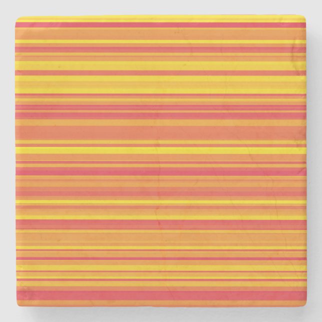Dessous-de-verre En Pierre Orange rouge jaune rayures (Devant)