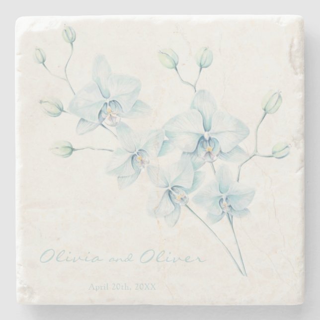 Dessous-de-verre En Pierre Orchidée bleue douce (Devant)