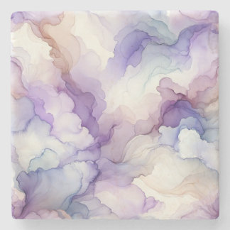 Dessous-de-verre En Pierre Orchidée florissante Aquarelle violette Art Abstra