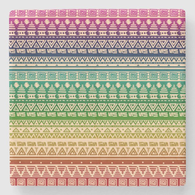 Dessous-de-verre En Pierre Ornement arc-en-ciel coloré (Devant)