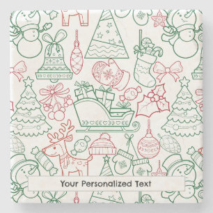 Dessous-de-verre En Pierre Ornements de Noël Motif 02