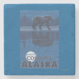 Dessous-de-verre En Pierre Ours dans le clair de lune - Cordova, Alaska