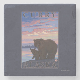 Dessous-de-verre En Pierre Ours et CUB - cari, Alaska