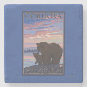 Dessous-de-verre En Pierre Ours et CUB - Cordova, Alaska