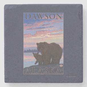 Dessous-de-verre En Pierre Ours et CUB - Dawson, Alaska