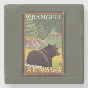 Dessous-de-verre En Pierre Ours noir dans la forêt - Wrangell, Alaska