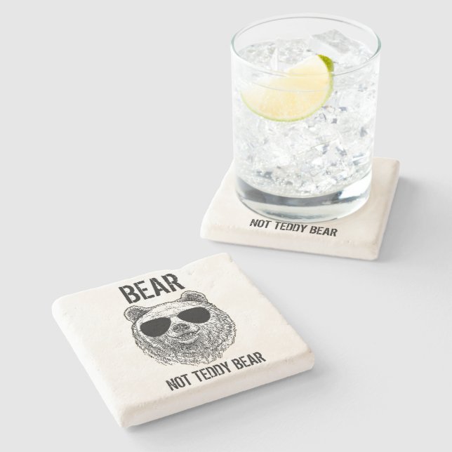 Dessous-de-verre En Pierre OURS SUR MESURE PAS TEDDDY OURS Hommes Drôle cadea (Côté)