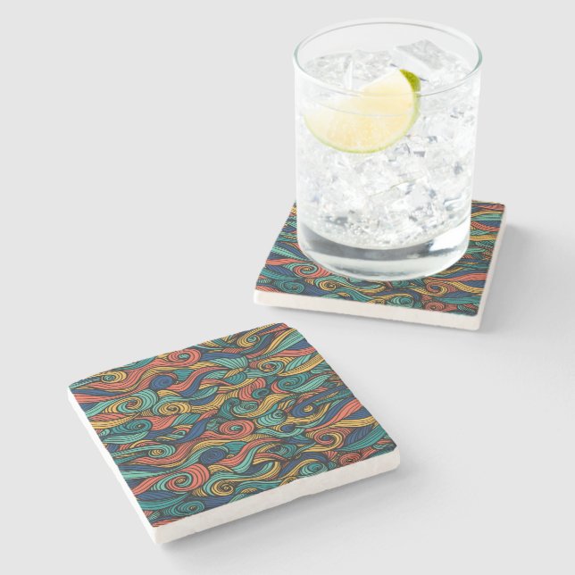 Dessous-de-verre En Pierre Paisley haché (Côté)