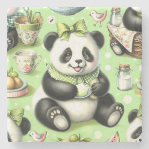 Dessous-de-verre En Pierre Panda bébé mignonne vintage