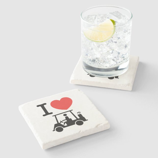 Dessous-de-verre En Pierre Panier de golf I Heart (Love) (Côté)