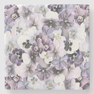 Dessous-de-verre En Pierre Panneaux blancs violets roses dessin Vintage