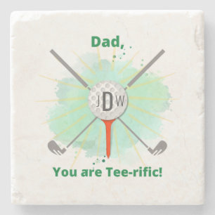 Dessous-de-verre En Pierre Papa Monogrammed Golf Ball & Tee Stone Dessous d