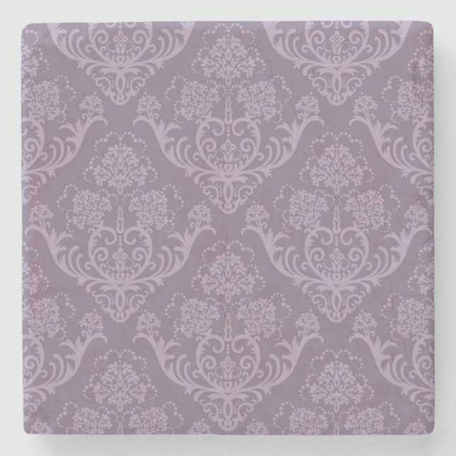 Dessous-de-verre En Pierre Papier peint floral pourpre (Devant)