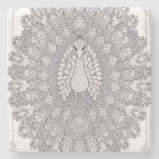 Dessous-de-verre En Pierre Papier Peint Paon Cristal | Ligne de Paon Géométri
