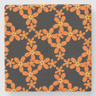 Dessous-de-verre En Pierre papier peint rétro orange 1970