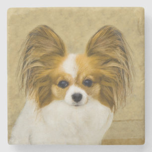 Dessous-de-verre En Pierre Papillon (Hound Tri) Peinture - Art original du ch