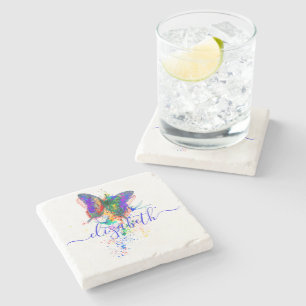 Dessous-de-verre En Pierre Papillon personnalisé éclaboussure